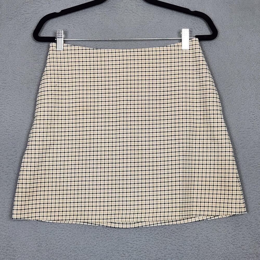 Wilfred Skirt Womens Small Beige Check Tweed Mini A Line Lined Zip Preppy
